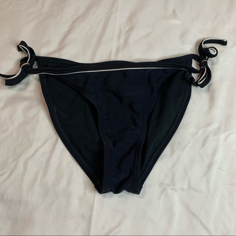 NoBo Tie Bikini Bottom - Black with White Stripe